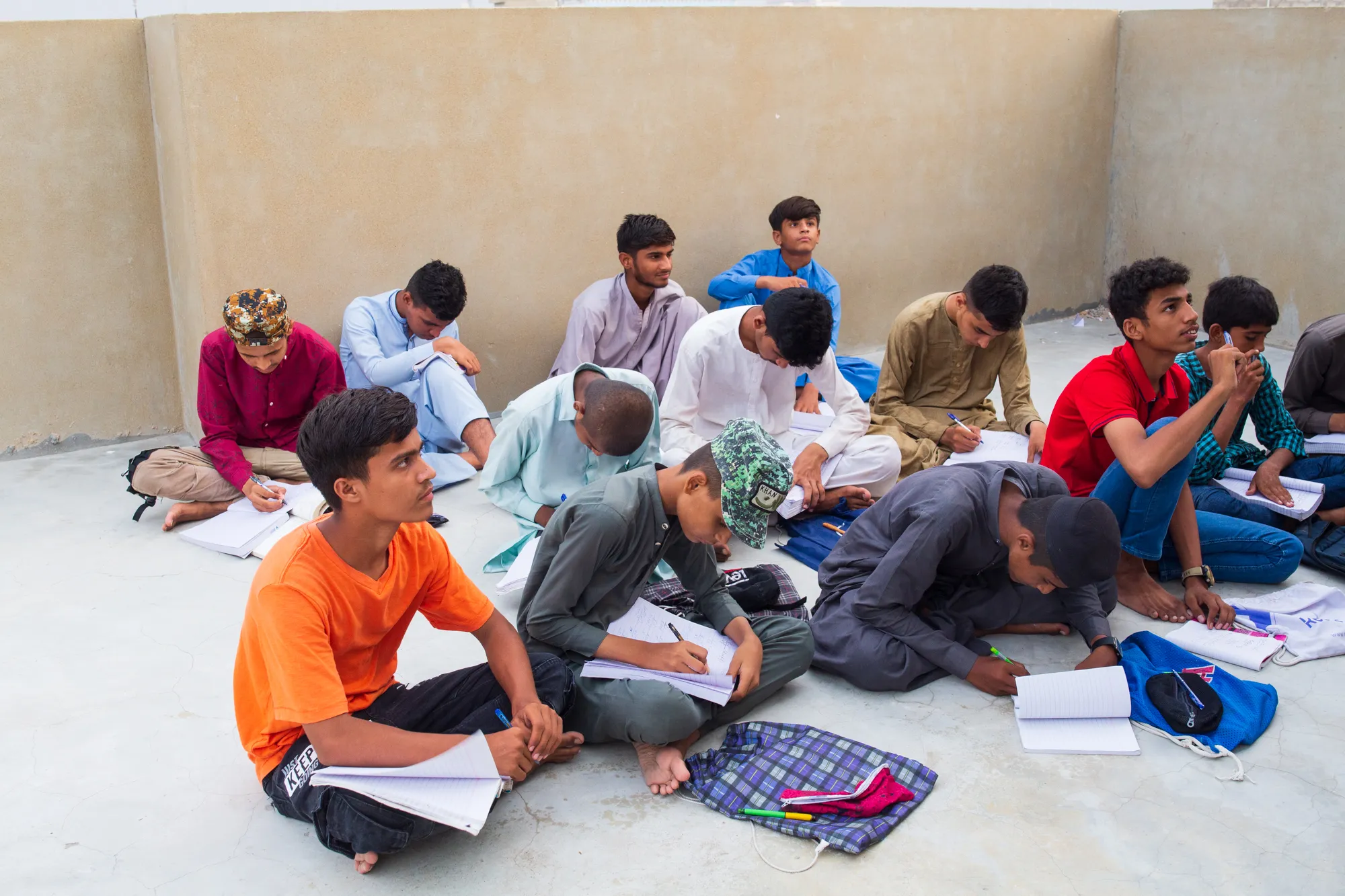 Students studying in a classroom